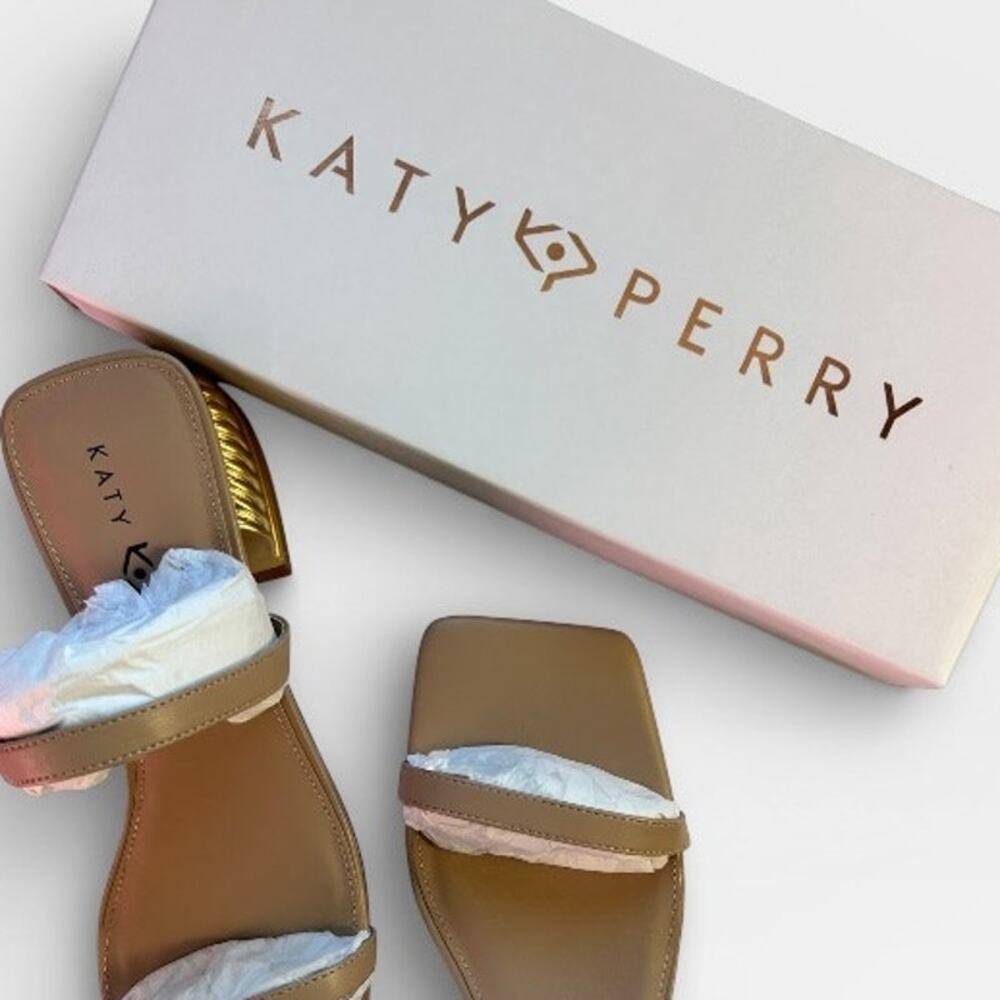 Katy Perry The Framing Low Heel Sandal Taupe Gold Metallic Size 10 New in Box! - Picture 6 of 8